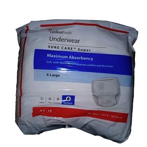 NWT (36 UNDERWEAR) CardinalHealth Unisex Underwear Sure Care Super Absorbency XL